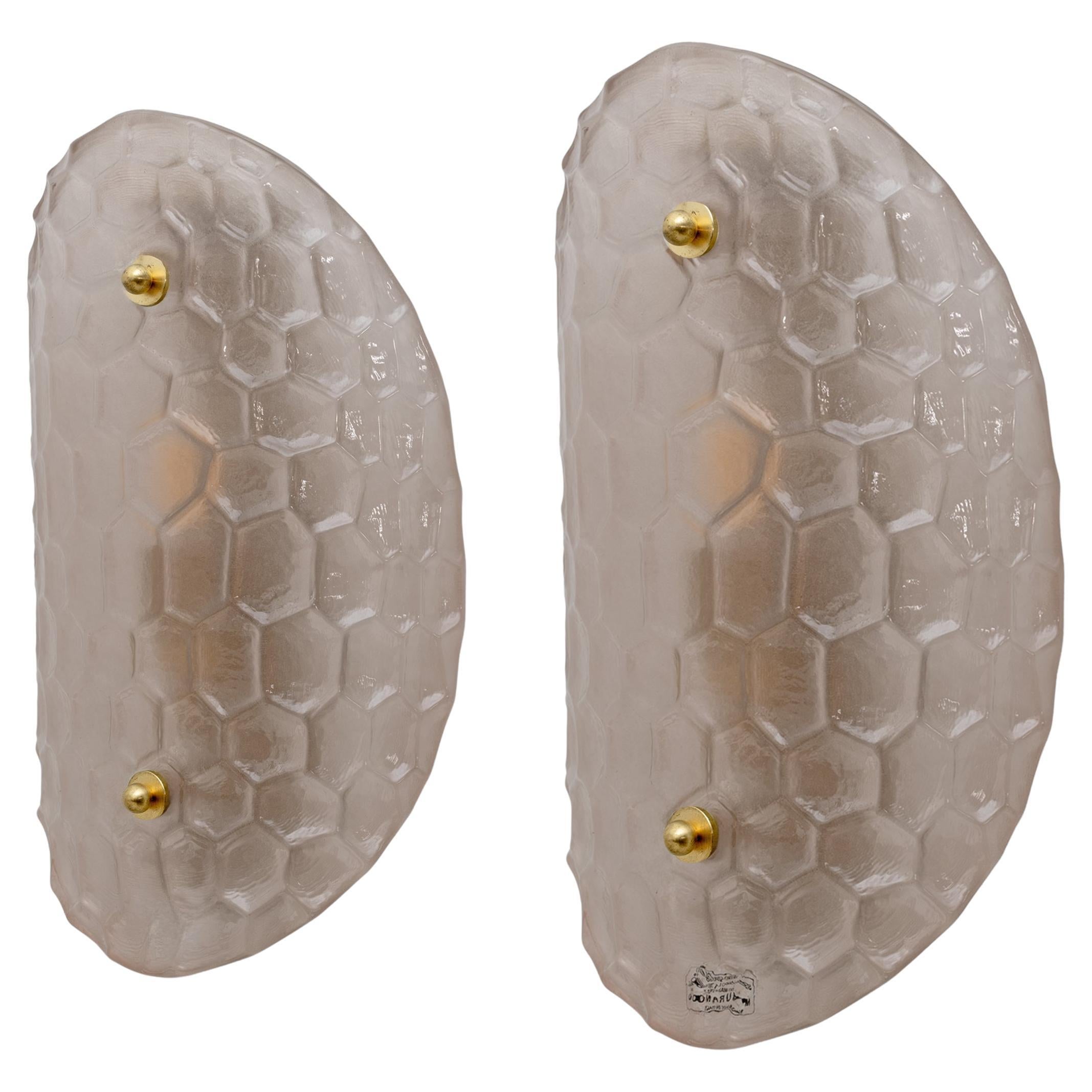Ein Paar Modern Light Pink Murano Glass Sconces im Angebot