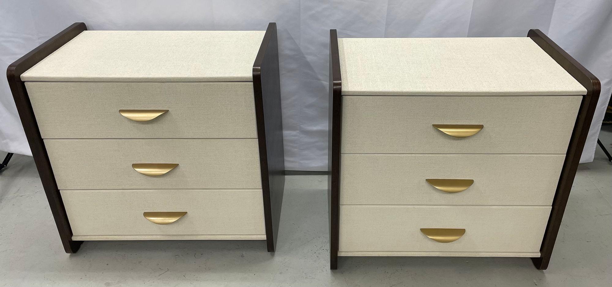 Pair of Modern Linen Chest, Nightstands, Dressers, Walnut, Custom American For Sale 1