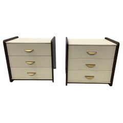 Pair of Modern Linen Chest, Nightstands, Dressers, Walnut, Custom American