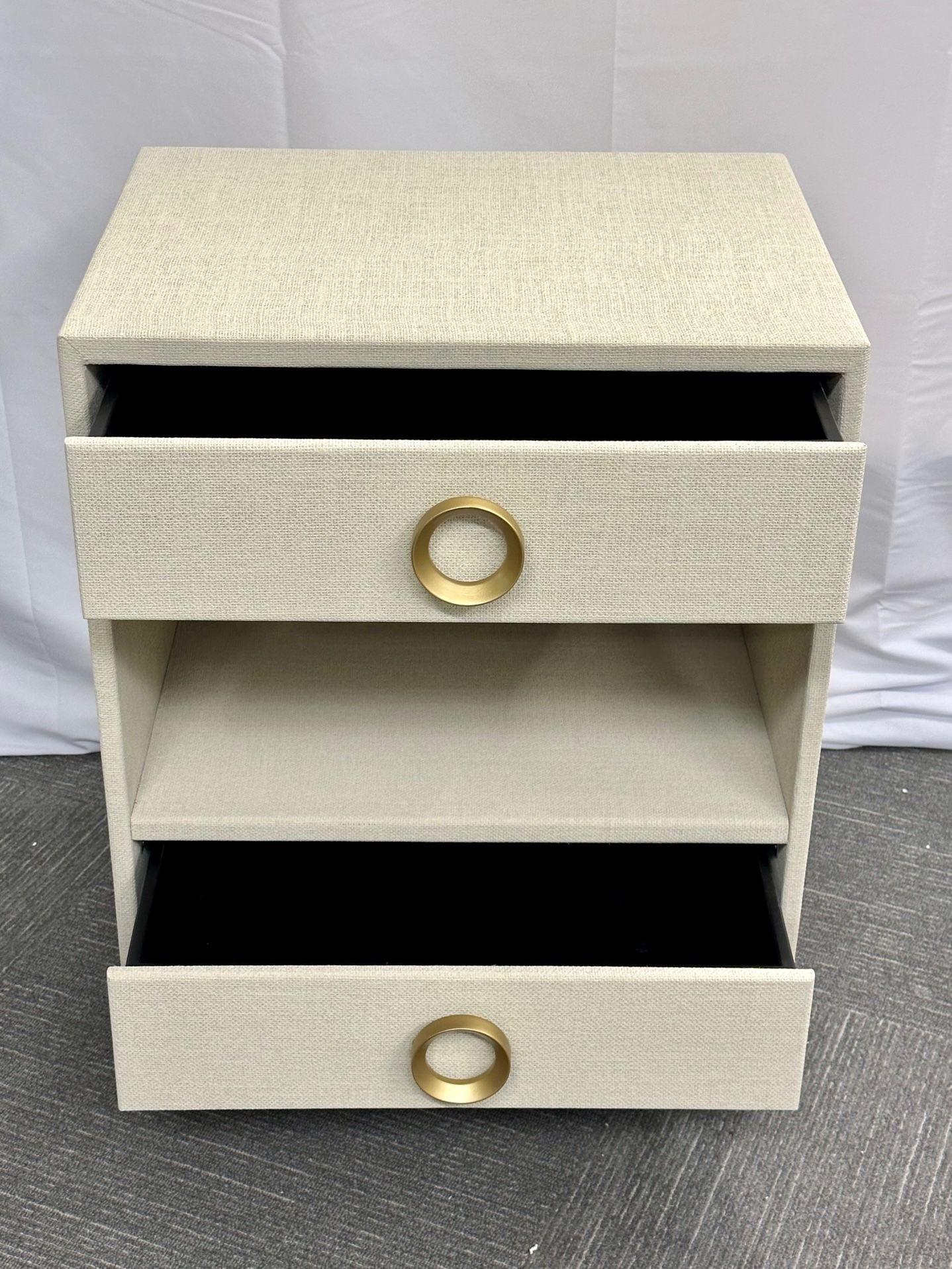 Pair of Modern Linen Chests, Commodes or Nightstand, Linen Wrapped, American 3