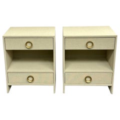 Pair of Modern Linen Chests, Commodes or Nightstand, Linen Wrapped, American