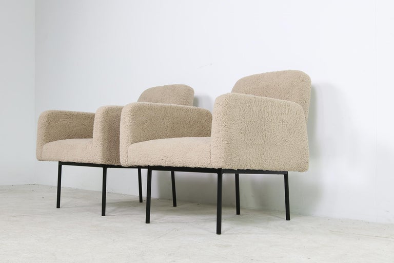 Modern Lounge Chairs '2' Armchairs Nathan Lindberg Mod. 42 Teddy Fur Sheepskin For Sale at 1stDibs