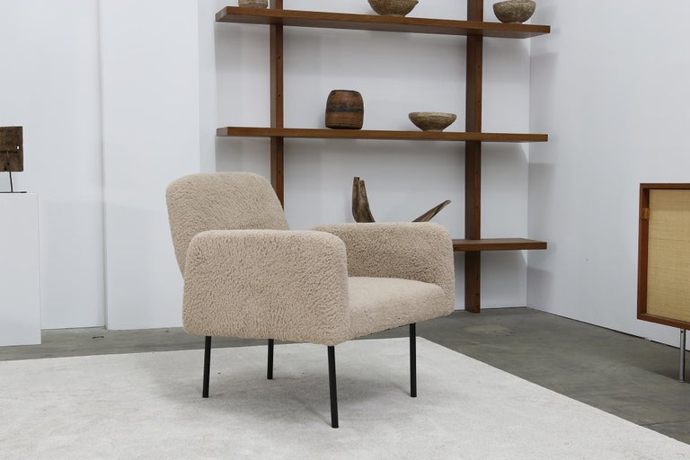 Modern Lounge Chairs '2' Armchairs Nathan Lindberg Mod. 42 Teddy Fur Sheepskin For Sale at 1stDibs