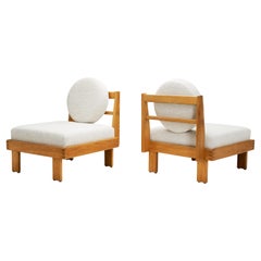 Pair of Modern Lounge Chairs with Bouclé Upholstery, Europe Mid-20th Century