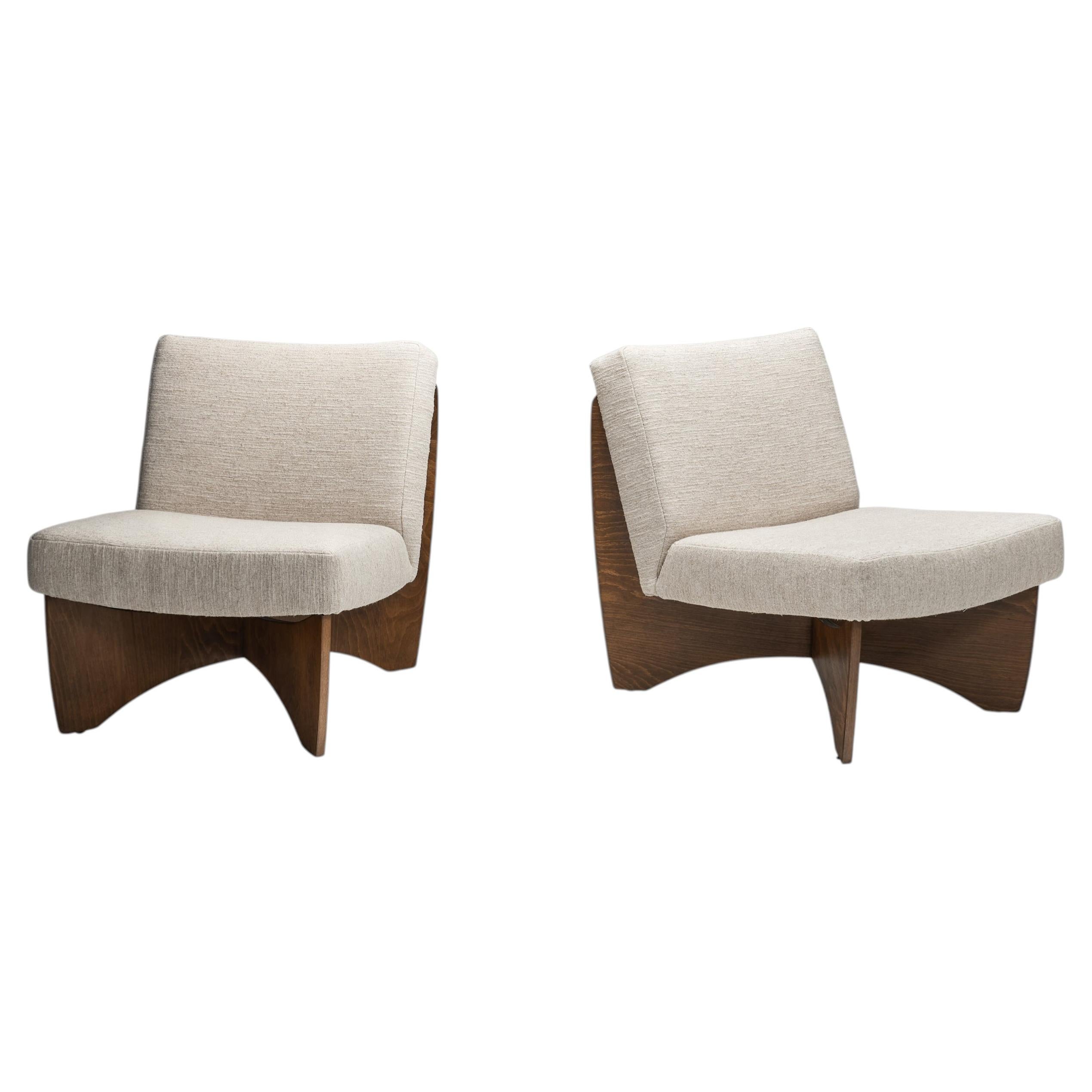 Paire de fauteuils de salon modernes à piètement croisé, pour Metz & Co, Allemagne, années 1970