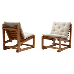 Pair of Modern Lounge Chairs with Upholstered Cushions, Europe Mid-20th Century