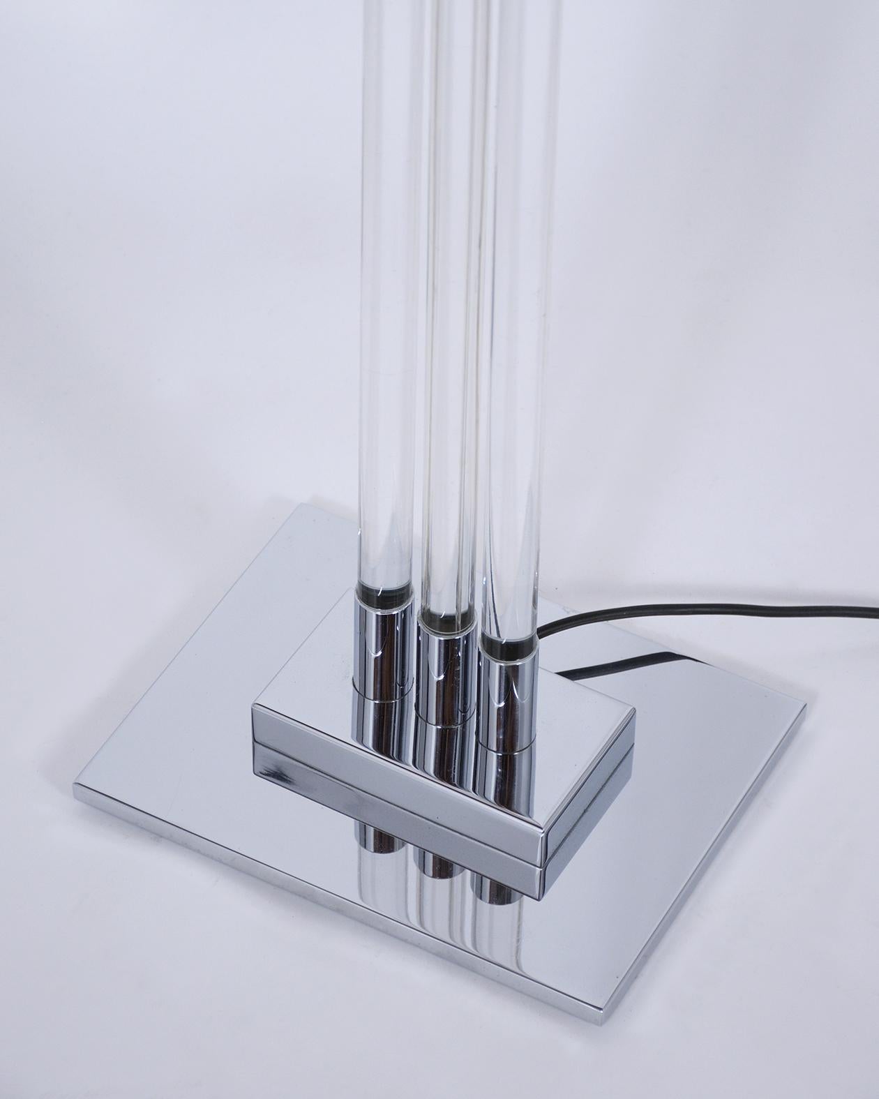 Metal Pair of Lucite Floor Lamps