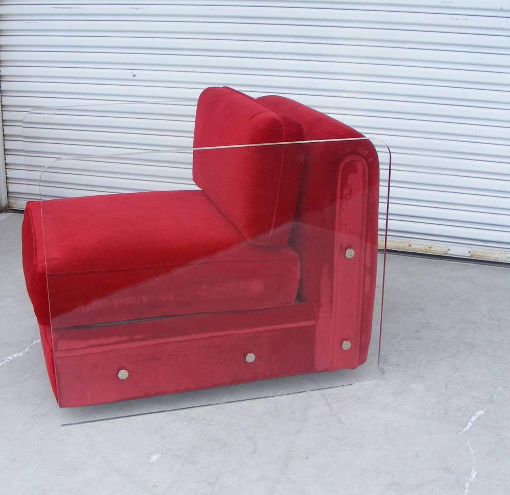 Pair of Modern Lucite Milo Baughman Style Lounge Chairs In Good Condition In Pasadena, TX