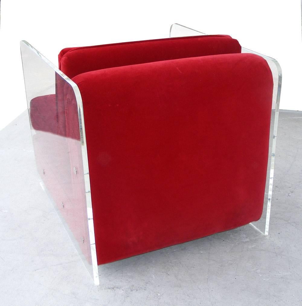 Late 20th Century Pair of Modern Lucite Milo Baughman Style Lounge Chairs