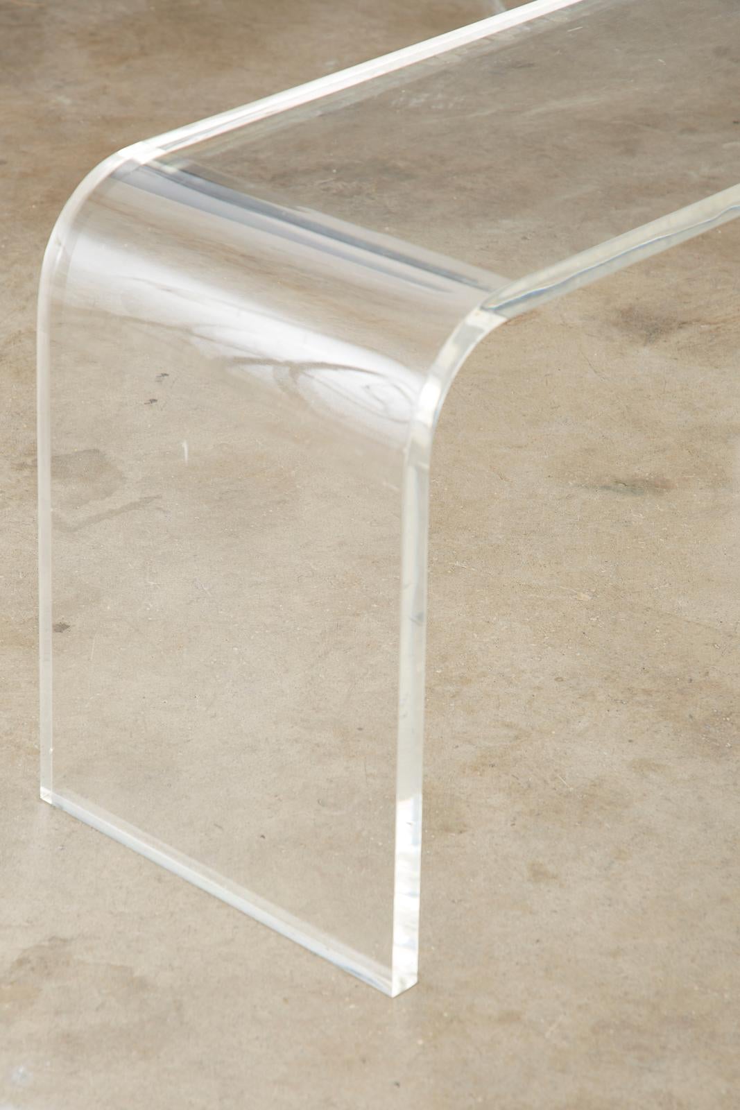 Pair of Modern Lucite Waterfall Benches or Drink Tables For Sale 4