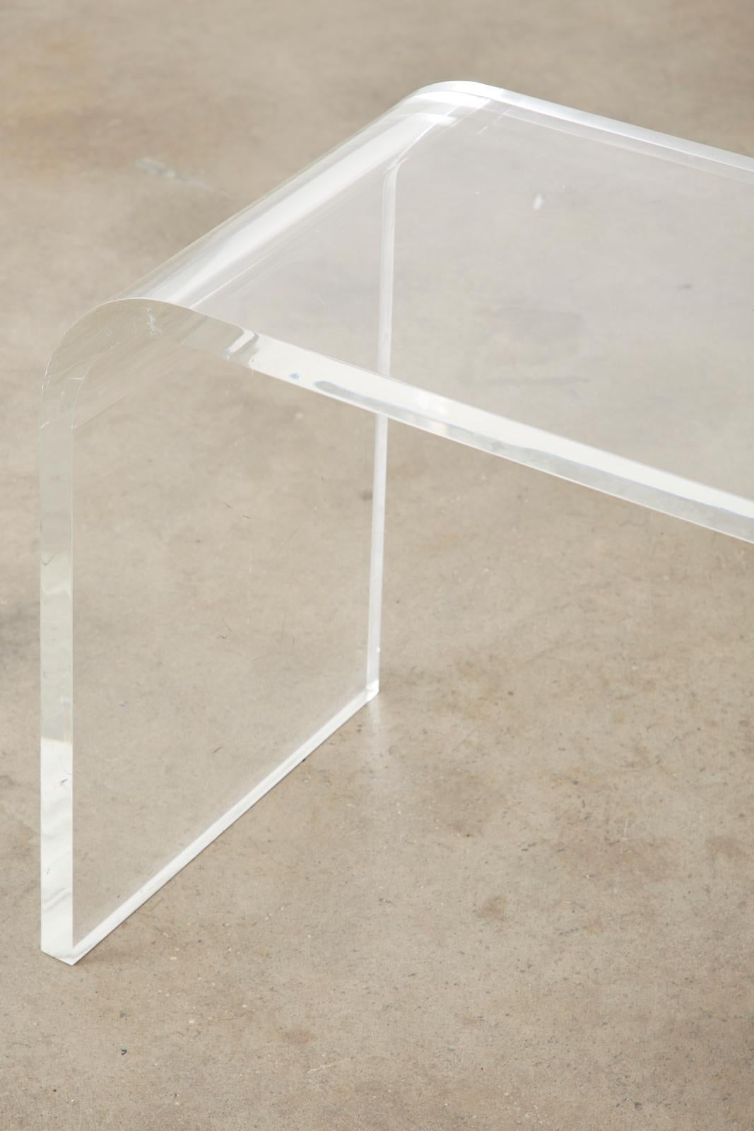 Pair of Modern Lucite Waterfall Benches or Drink Tables For Sale 7