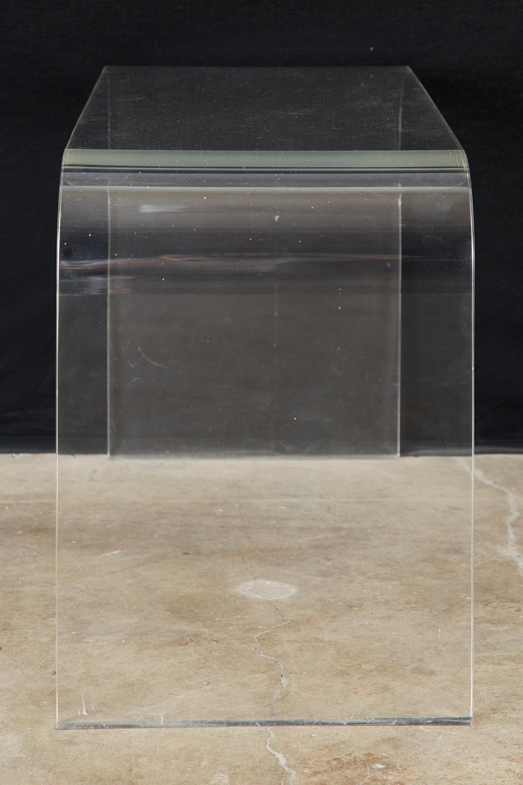 Pair of Modern Lucite Waterfall Benches or Drink Tables 1
