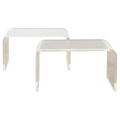 Pair of Modern Lucite Waterfall Benches or Drink Tables