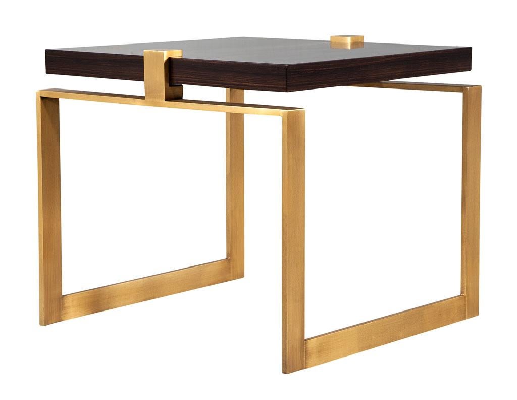 Pair of Modern Macassar and Brass End Tables For Sale 6