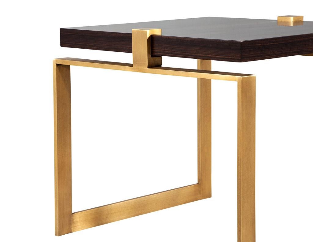 Pair of Modern Macassar and Brass End Tables For Sale 7