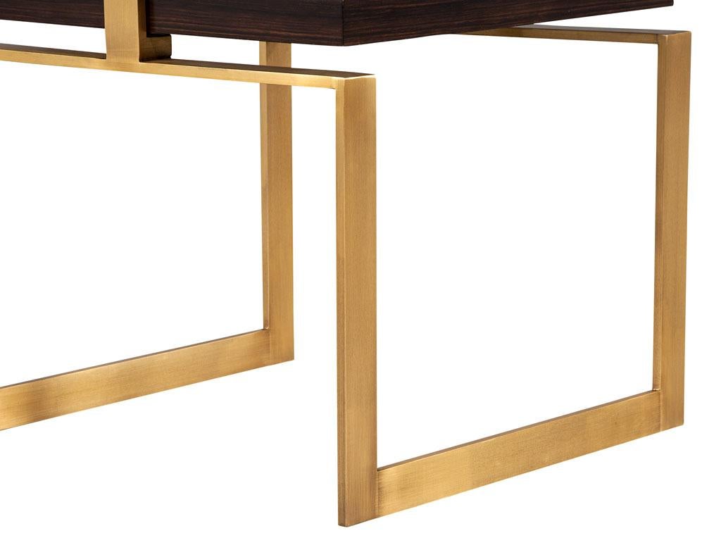 Pair of Modern Macassar and Brass End Tables For Sale 8
