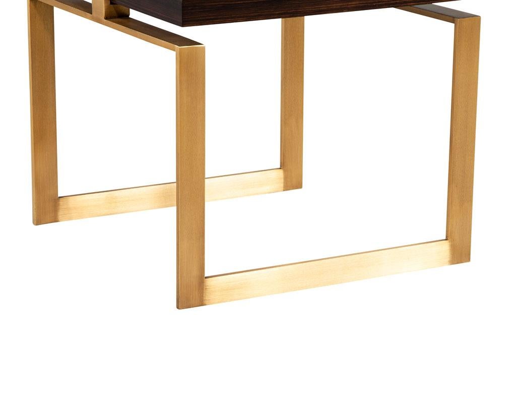 Pair of Modern Macassar and Brass End Tables For Sale 9