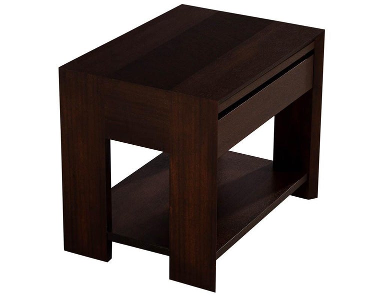 American Pair of Modern Mahogany End Tables For Sale