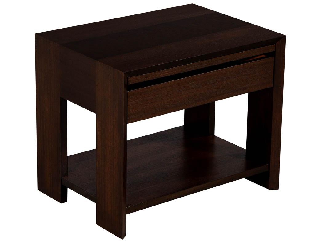 American Pair of Modern Mahogany End Tables For Sale