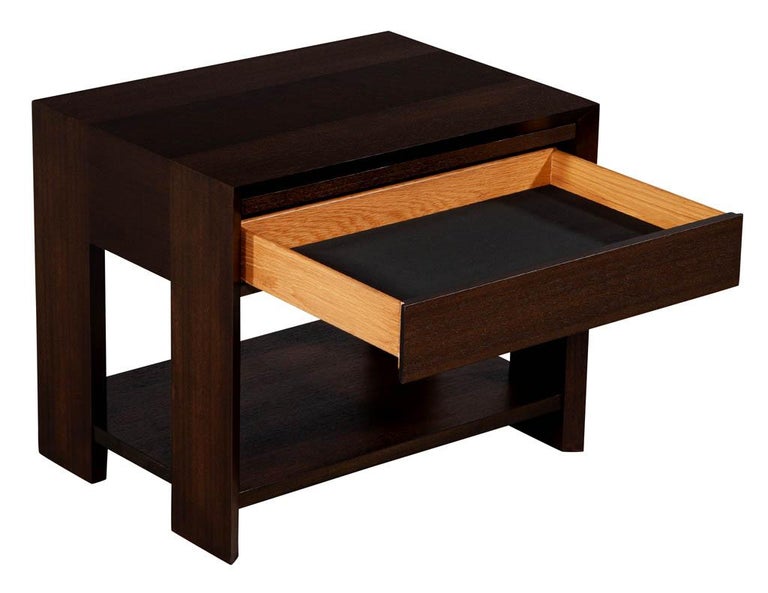 Contemporary Pair of Modern Mahogany End Tables For Sale