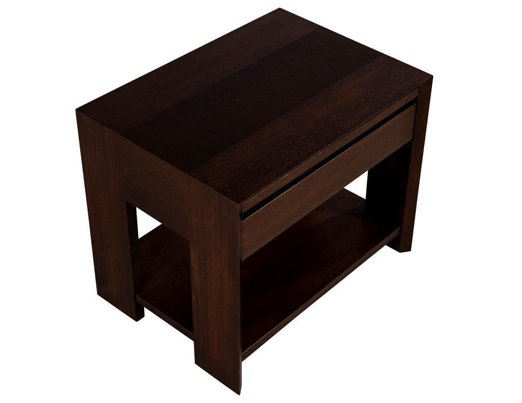 Wood Pair of Modern Mahogany End Tables For Sale