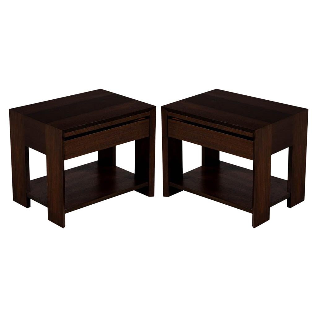 Pair of Modern Mahogany End Tables For Sale