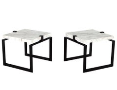 Paire de tables d'extrémité modernes en marbre et métal