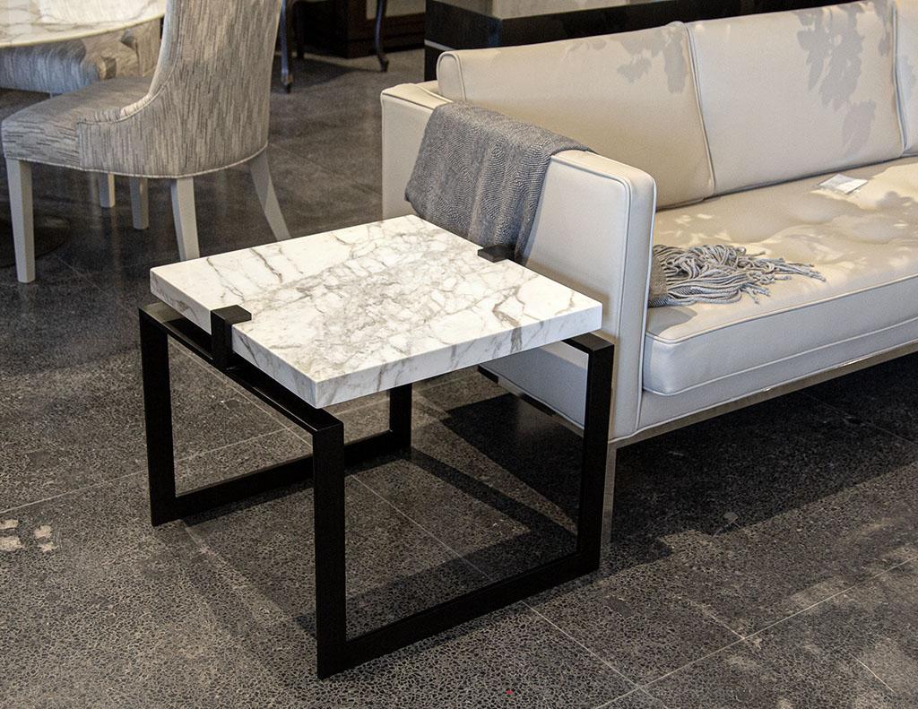 Pair of Modern Marble and Metal End Tables For Sale 4