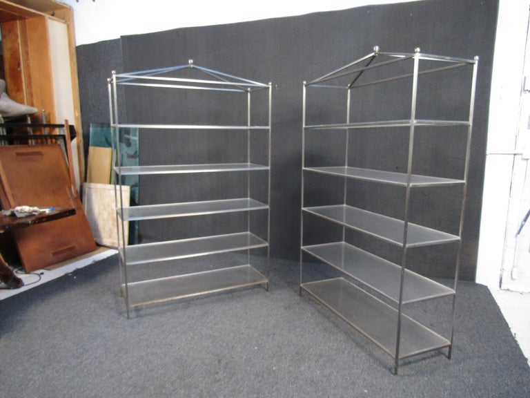Pair of Modern Metal Bookcases For Sale at 1stDibs