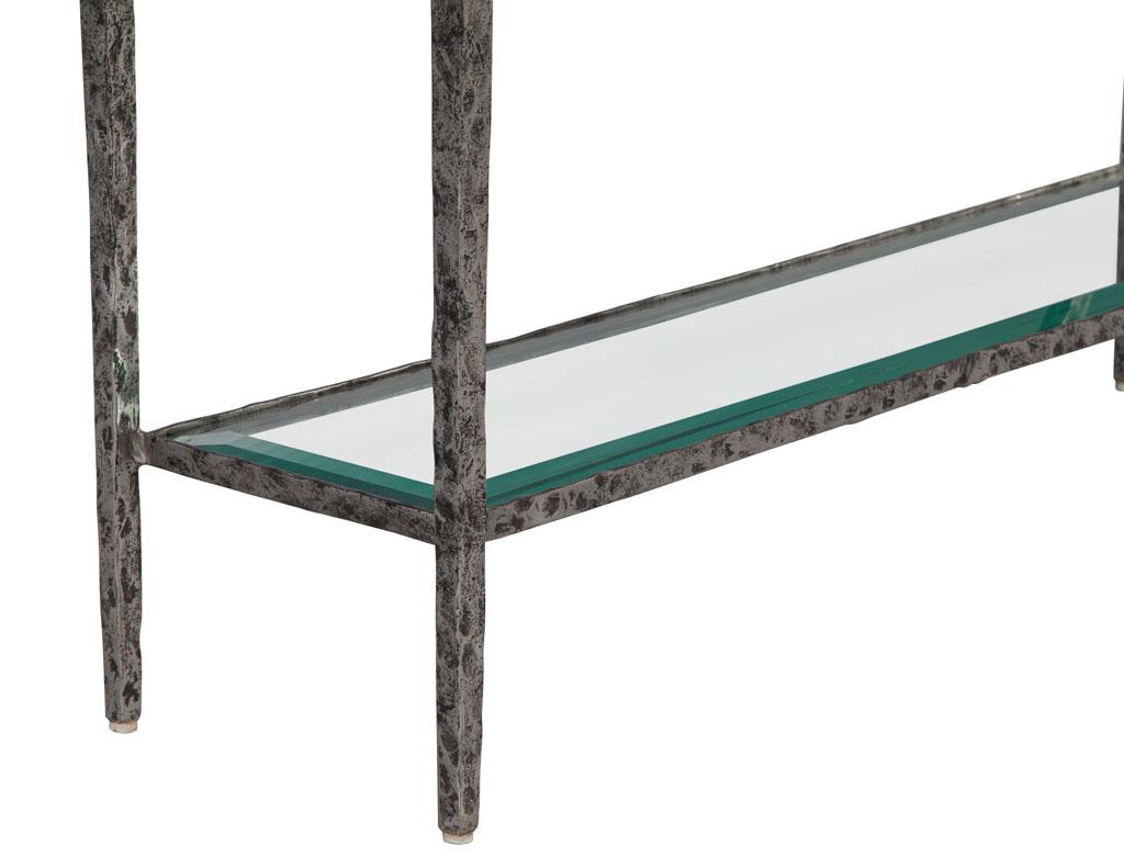 Pair of Modern Metal Console Tables with Hammered Details by Maitland-Smith 9