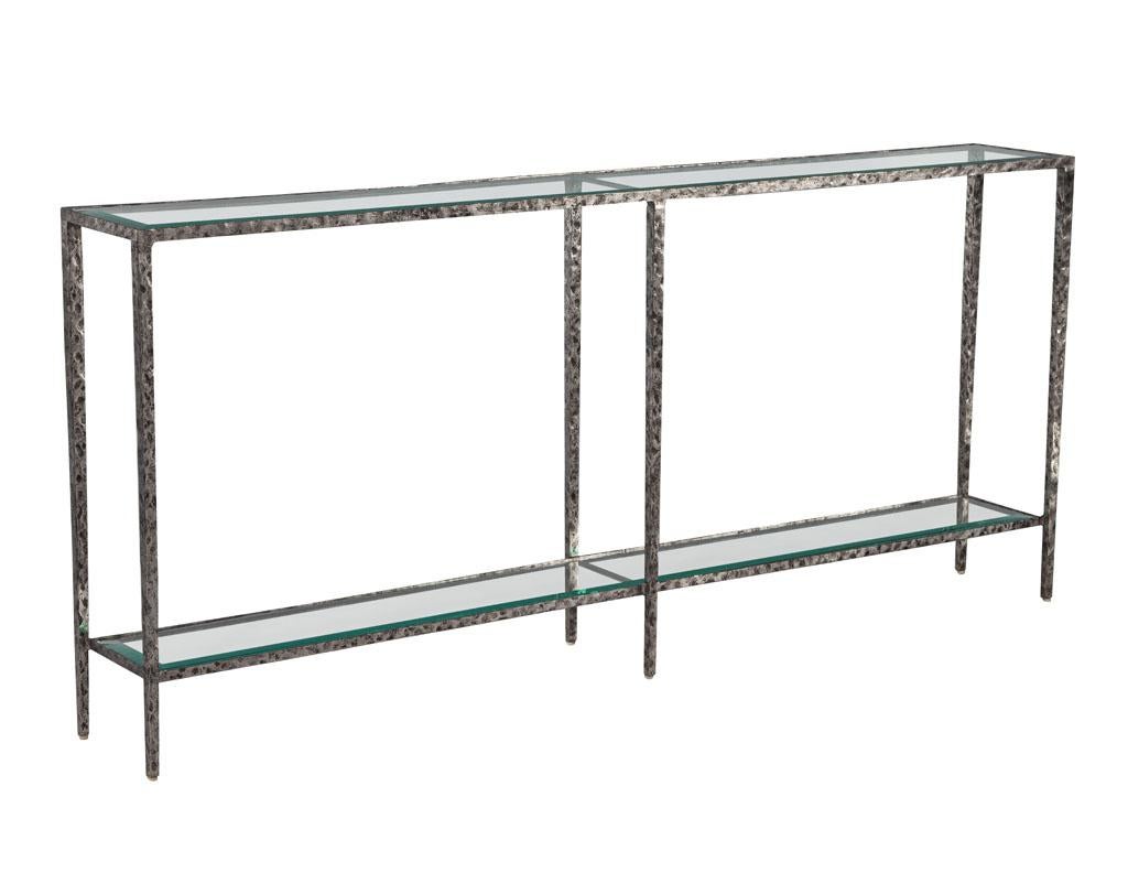 hammered metal console table