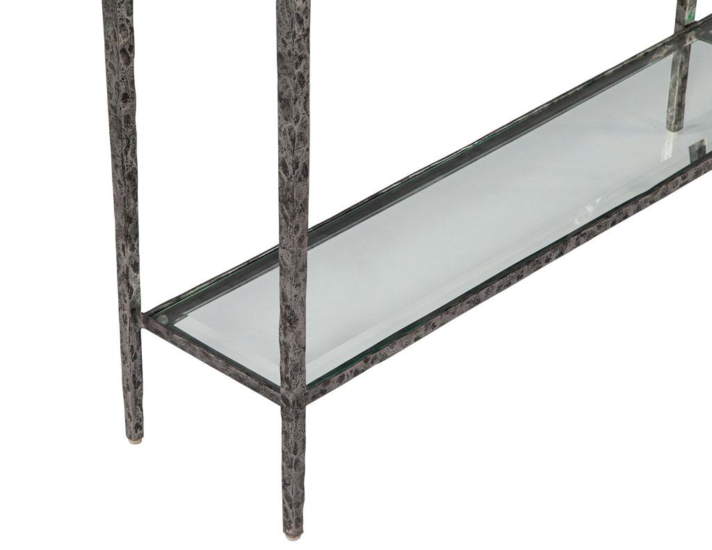 Pair of Modern Metal Console Tables with Hammered Details by Maitland-Smith 3
