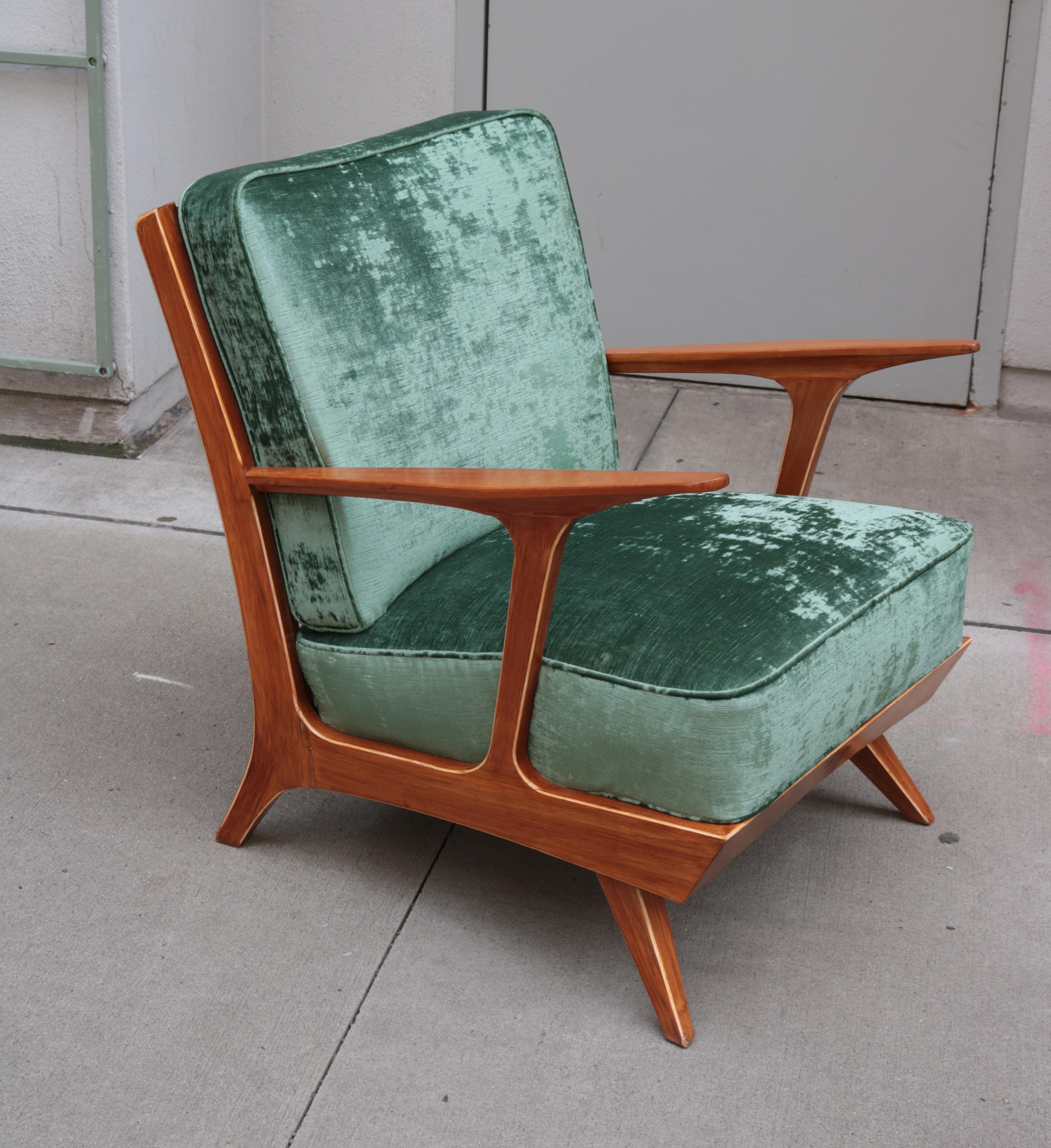 Upholstery Pair of Modern Midcentury Armchairs For Sale