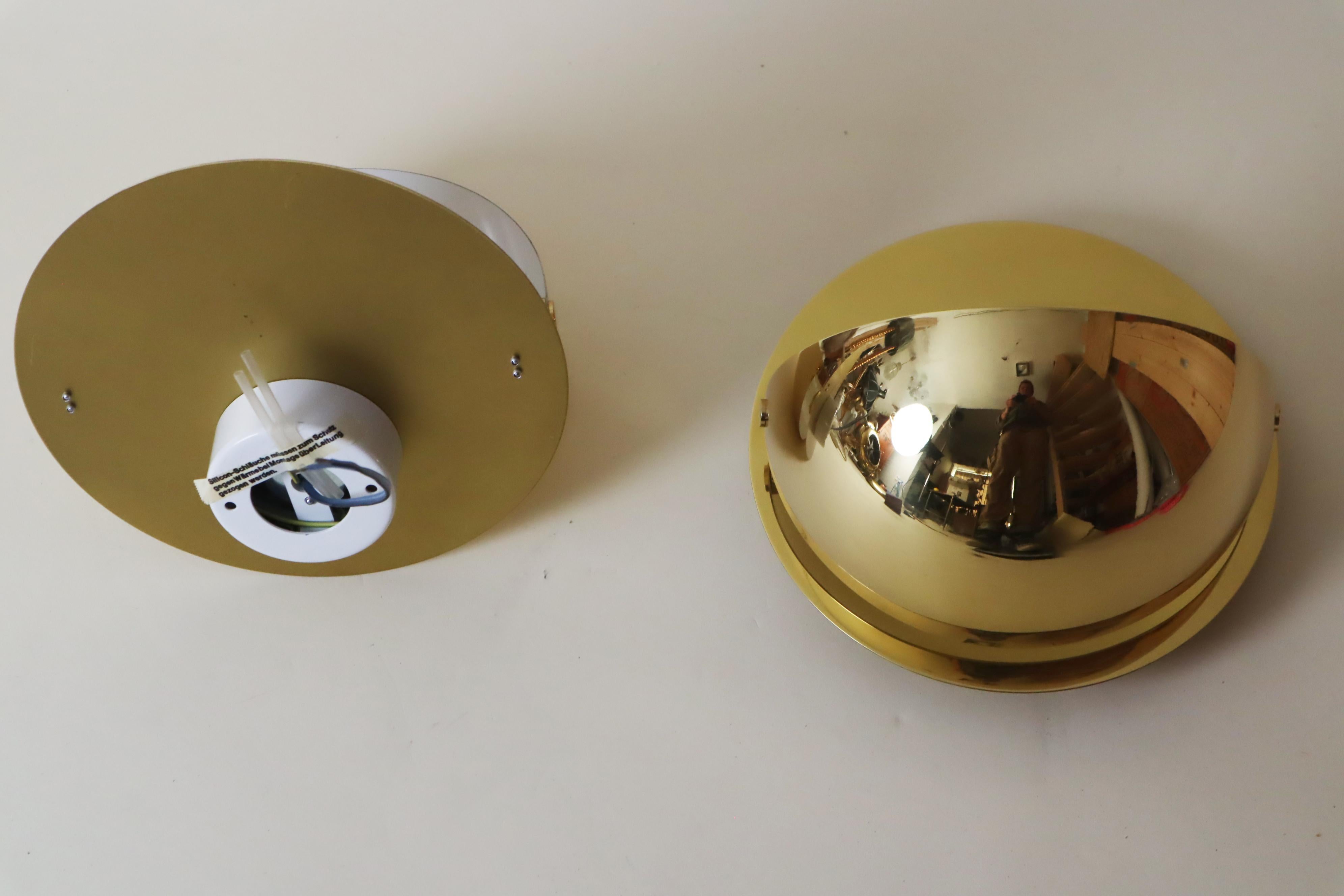 Machine-Made Pair of Modern Mid-Century Brass Wall Lights by Cosack For Sale