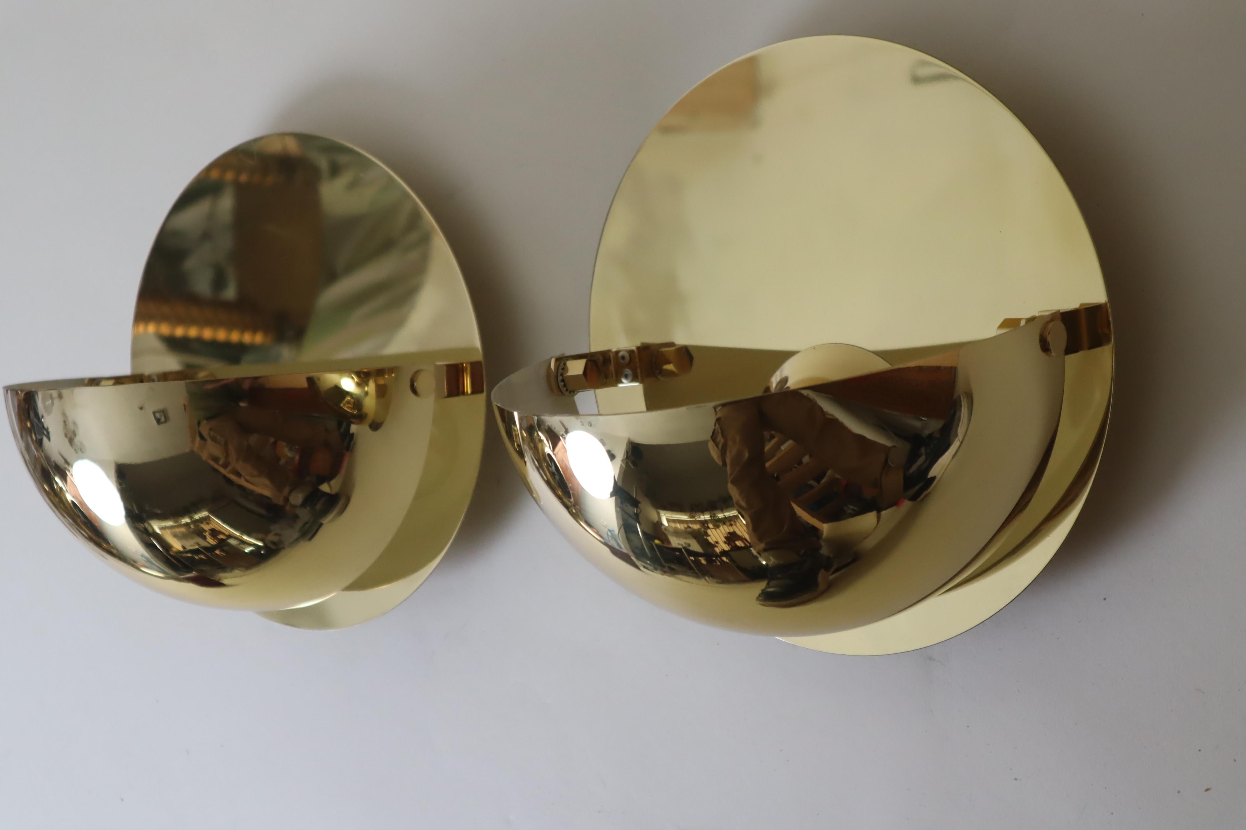 Pair of Modern Mid-Century Brass Wall Lights by Cosack For Sale 2