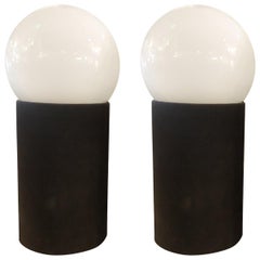 Pair of Modern Mid Century Globe Table Lamps Late-20th Century