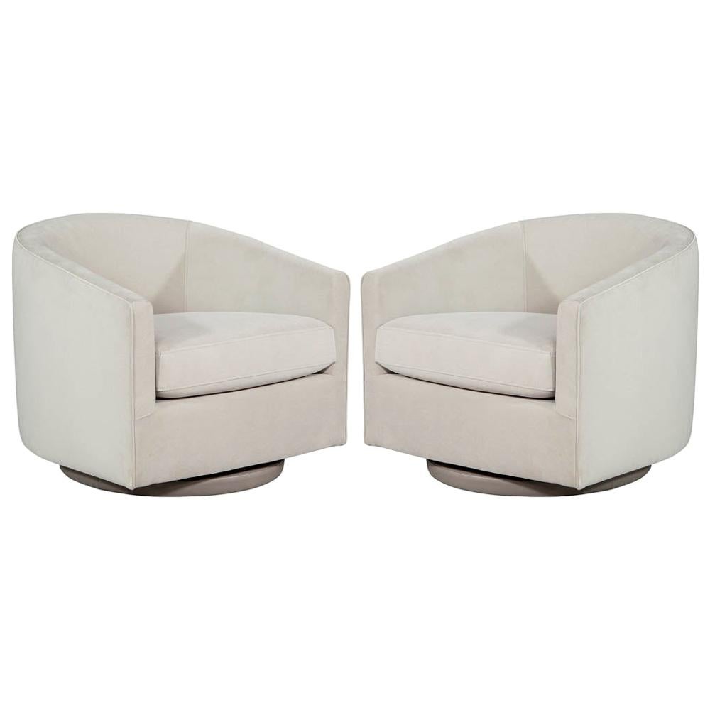 Pair of Modern Midcentury Style Swivel Livingroom Chairs
