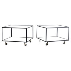 George Nelson style Pair of Modern Minimalist Rolling Mobile Tables