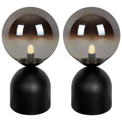 Pair of Modern Mirrored Globe Table Lamps