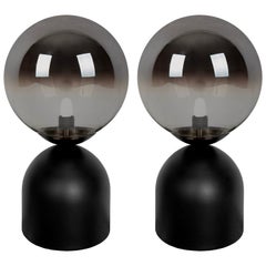 Pair of Modern Mirrored Globe Table Lamps