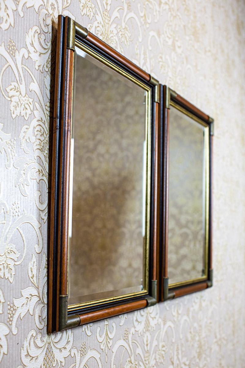 European Pair of Modern Mirrors in Stylized Frame