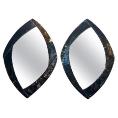 Coppia di specchi moderni in vetro nero di Murano