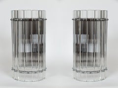 Pair Of Modern Murano Dome-Shaped  Nickel Wall Lights In The Style Of Venini