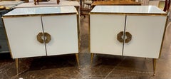 Pair of Modern Murano Glass and Brass Side Cabinets
