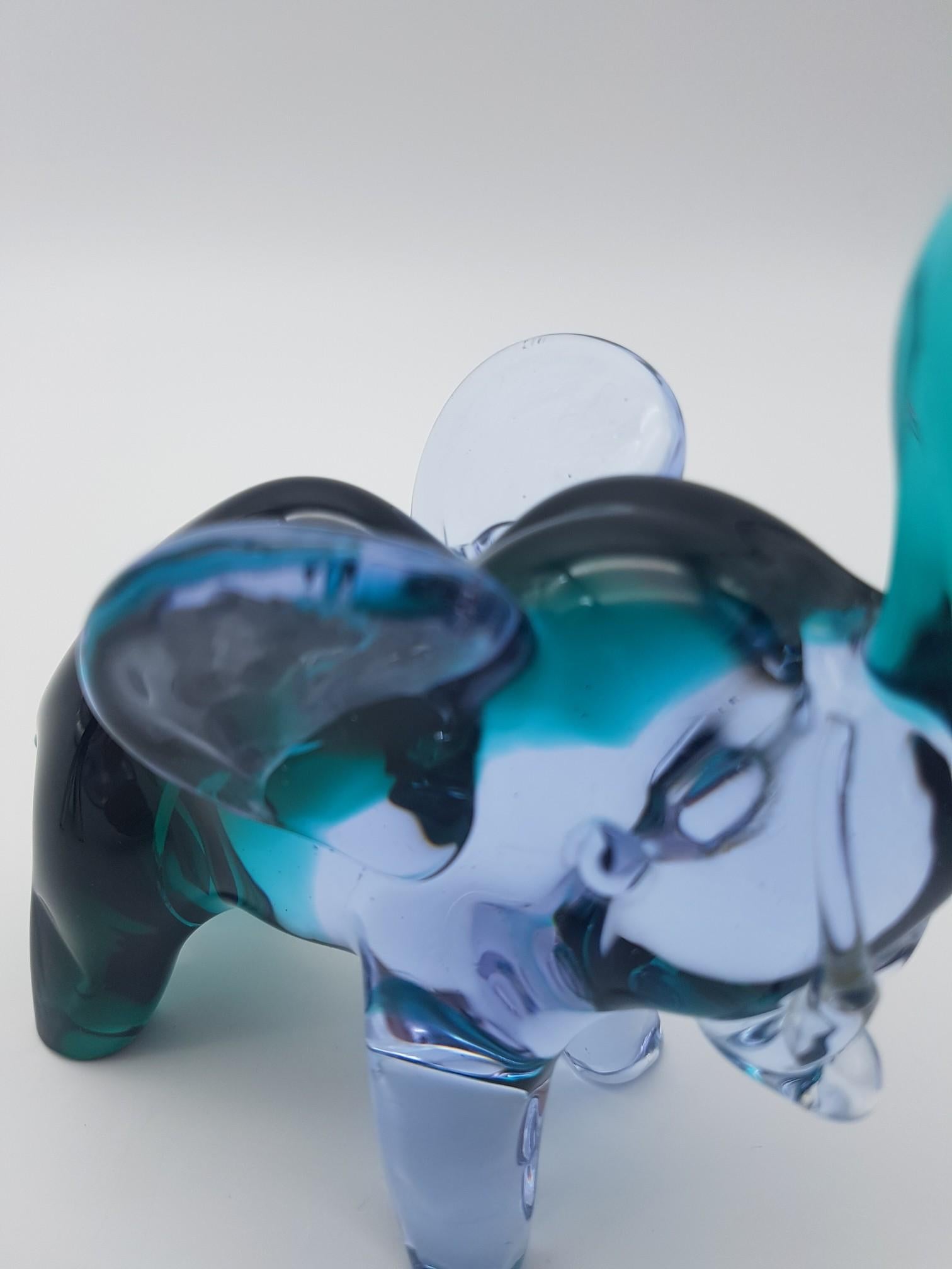 Pair of Modern Murano Glass Elephants by Cenedese, Late 1970s For Sale 8