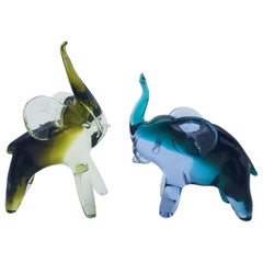 Pair of Modern Murano Glass Elephants by Cenedese, Late 1970s