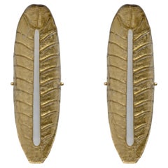 Pair of Modern Murano Glass Gold Leaf Sconces