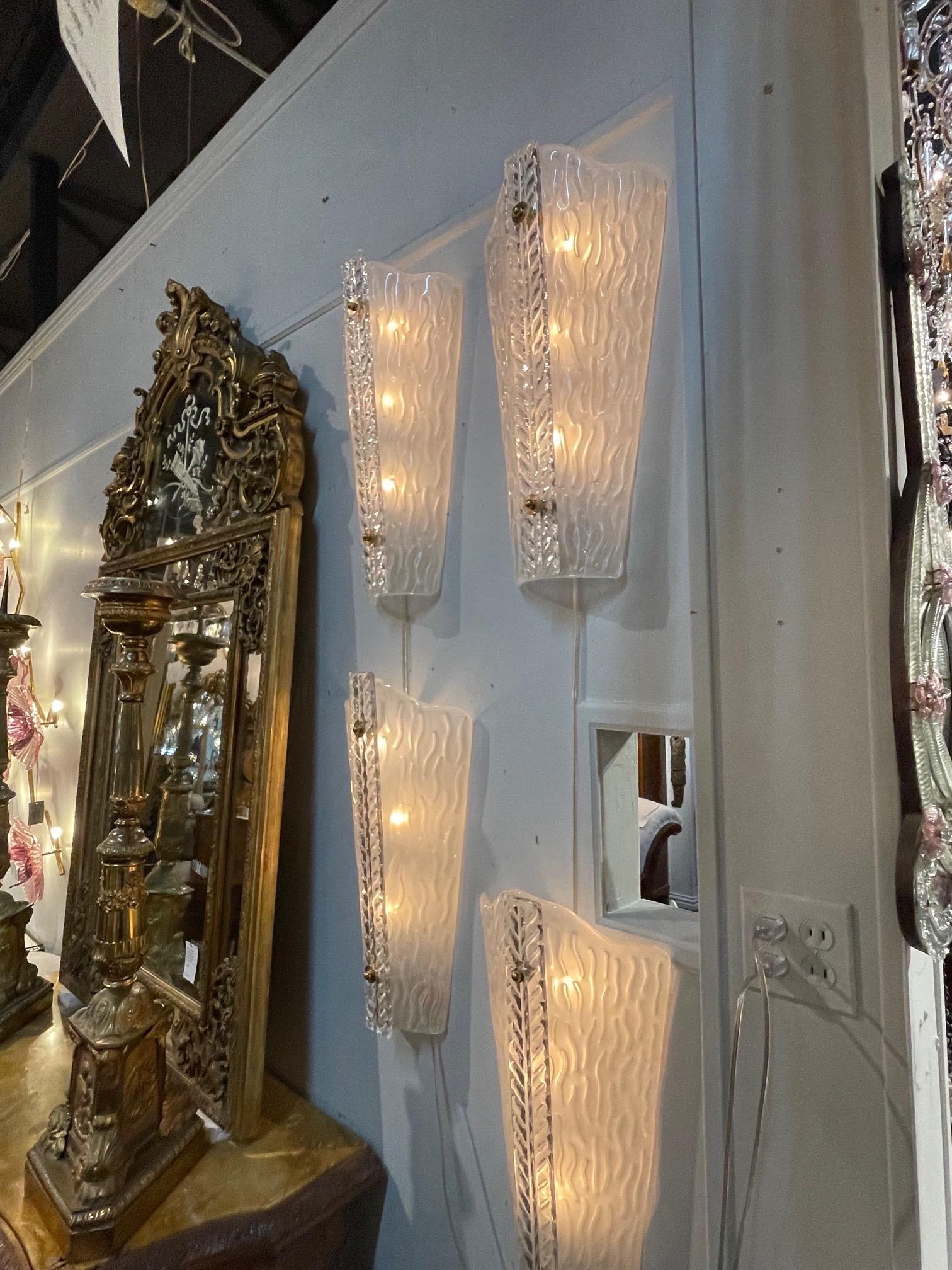 Italian Pair of Modern Murano Glass Sconces For Sale