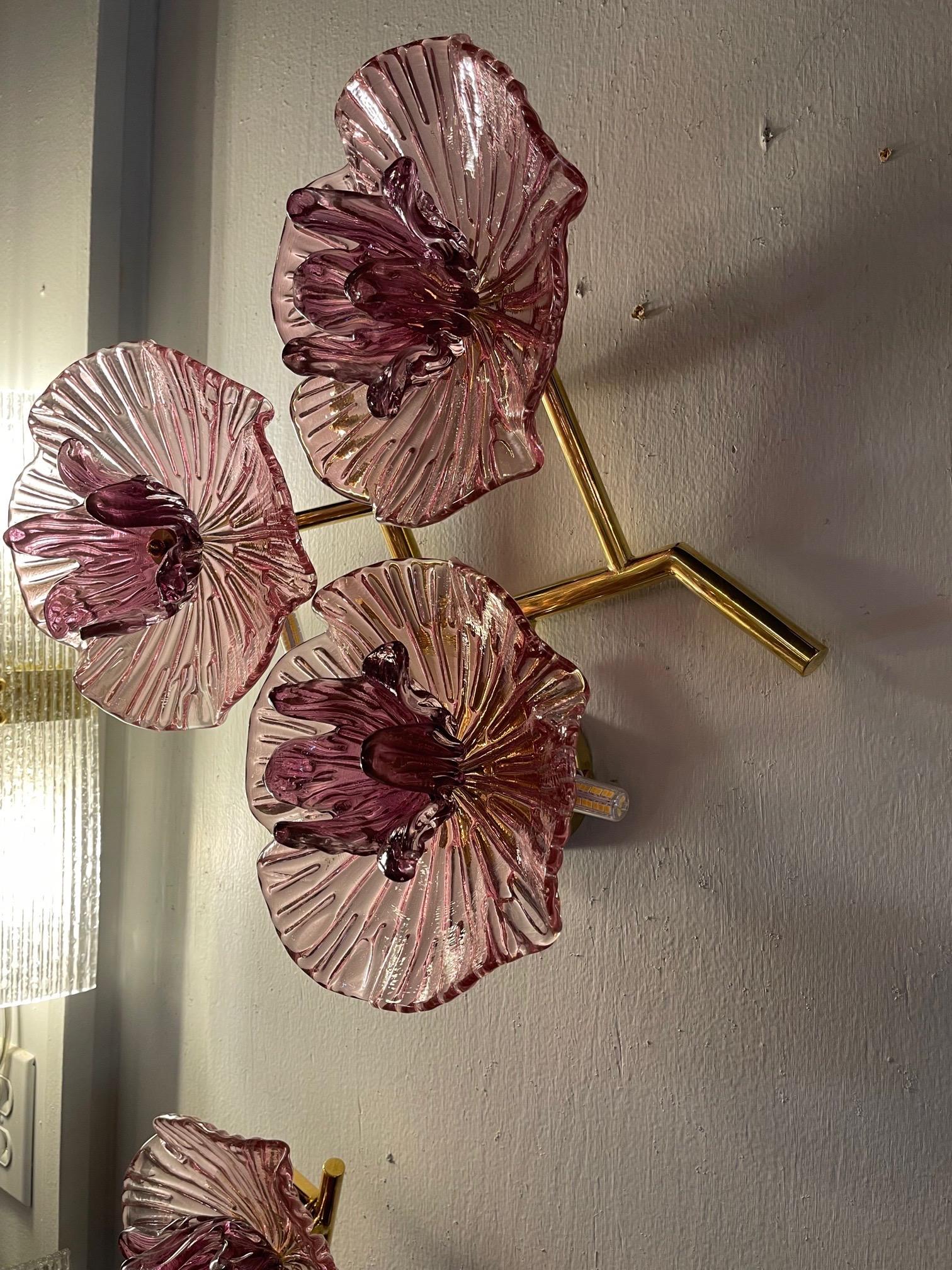 Contemporary Pair of Modern Murano Glass Sconces For Sale