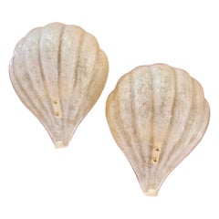 Pair of Modern Murano Glass Shell Form Sconces